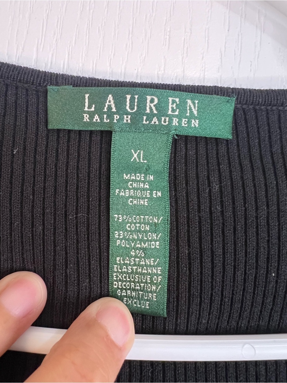 Lauren Ralph Lauren Black Ruffle V-Neck Sweater size XL - Picture 5 of 9